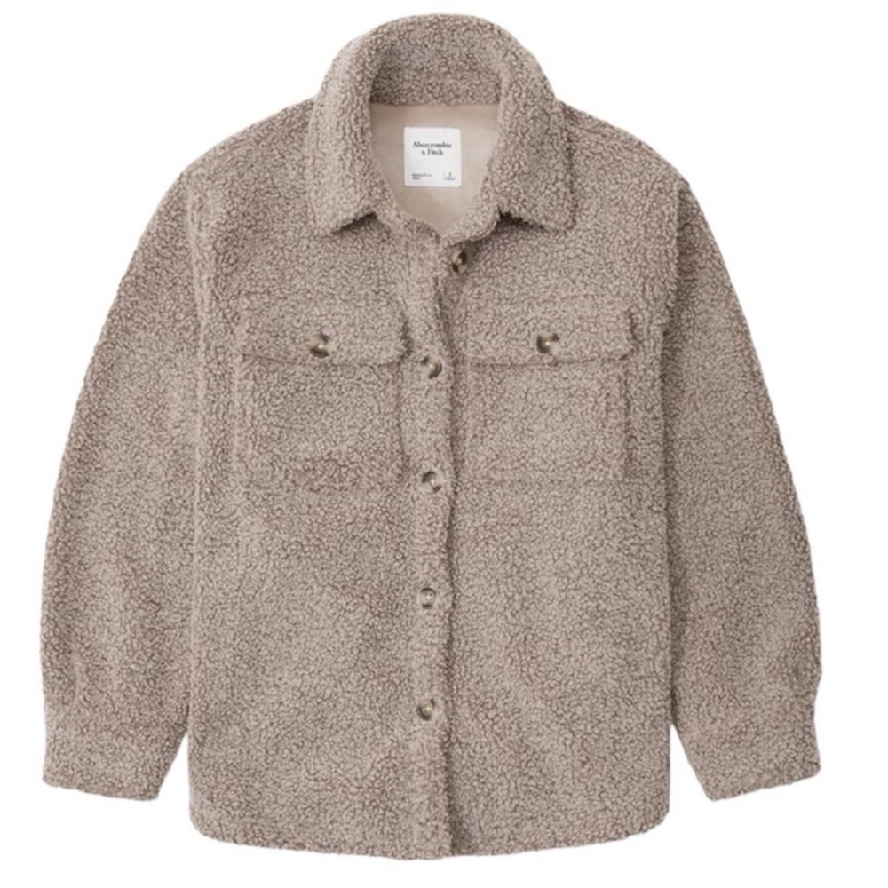 Abercrombie & Fitch Women’s Sherpa Jacket Fleece taupe Size Small